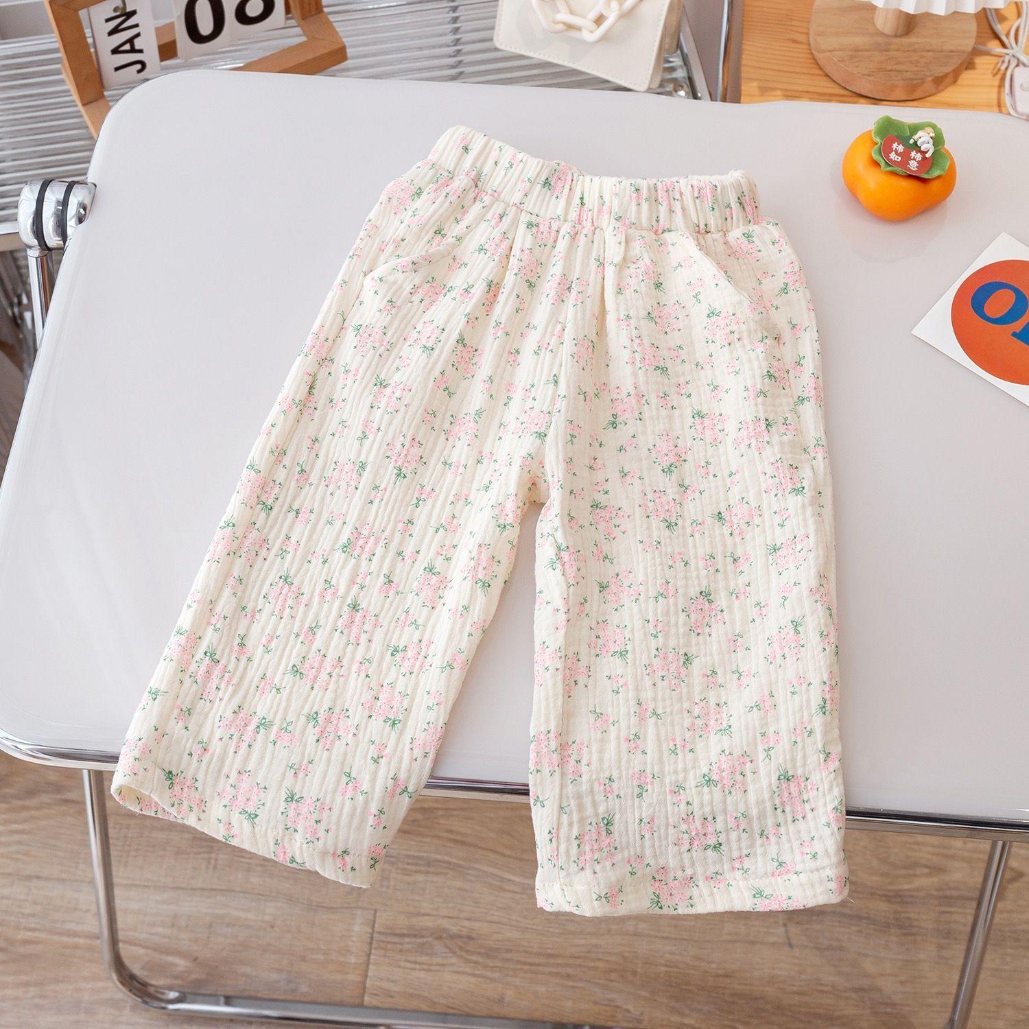 

Летние брюки для девочек с защитой от комаров, свободные брюки-фонарики в форме банта, тонкие брюки для девочек с обтягивающими штанинами 130 белый