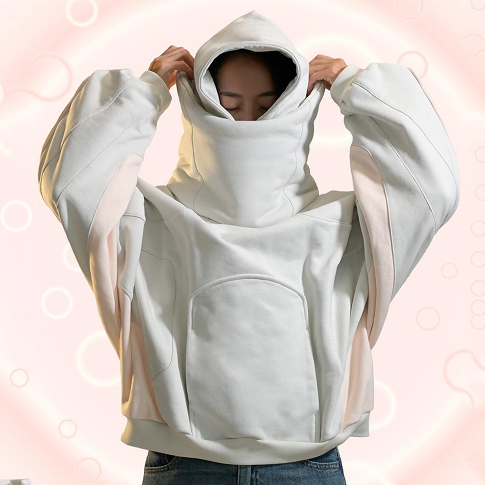 

Unisex Solid Color Splicing Sweatshirt Hoodie Sports Large Size Casual Sweatshirt L