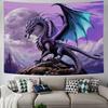 Majestätischer Drachen-Wandteppich, lila Fantasy-Design, perfekt für Schlaf- oder Wohnzimmer, großes Wandbild
