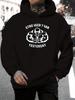 Men's Casual Versatile Style Fashion Hoodie, New Unique Design with "Stronger Than Yesterday" Text Print - Pullover Sweatshirt, Kangaroo Pocket, Stret