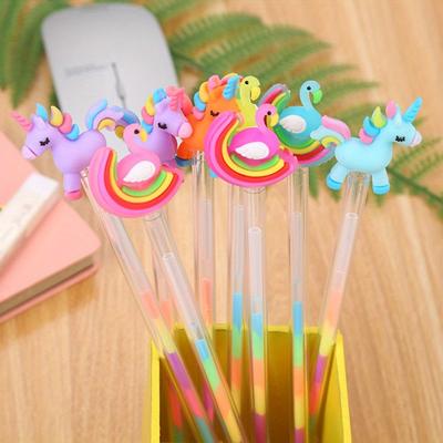 Back To School Season 10pcs 0.5mm Cute Color Gel Pen Creative DIY High Gloss Pastel Pen Cartoon Swan Pony 6 Color Highlighter Pen