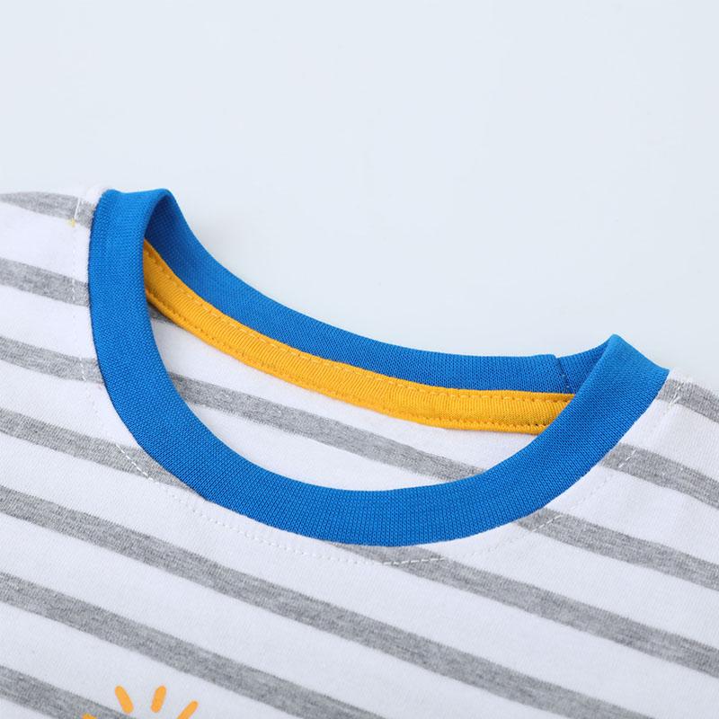 Little Maven Baby Boys Children's Clothing Tops Tees 2026 New Summer Cartoon Excavator Striped T Shirts Teenagers T-shirts