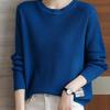 Plus-size Sweater Women's Loose Round-neck Pullover Casual Long-sleeved Solid-color Knitted Sweater Autumn and Winter Top