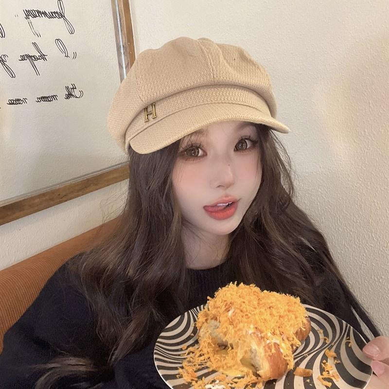 

Шляпа женская Premium Sense Metal Letter Label восьмиугольная шляпа универсальная широкополая шляпа Newsboy