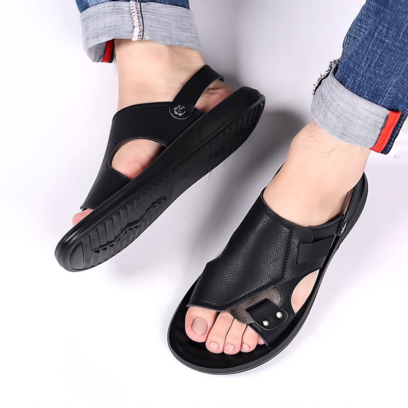 Fashion Classic Open Toe Men's Sandals Summer 2024 Non-slip Waterproof Sandals Men's Soft Bottom Wear-resistant Middle-aged Dual-use