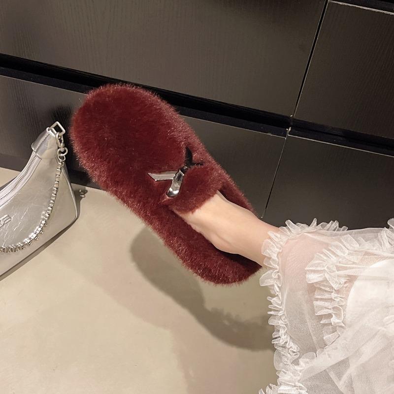 Mode 2025 Nouvel Automne et Hiver Deux Façons de Porter Chaussures Mary Jane en Velours Plus Chaussures en Coton Vêtements d'Extérieur pour Femmes