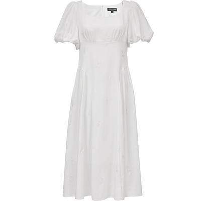 2025 Summer Embroidered Puff Sleeve A-Line Dress