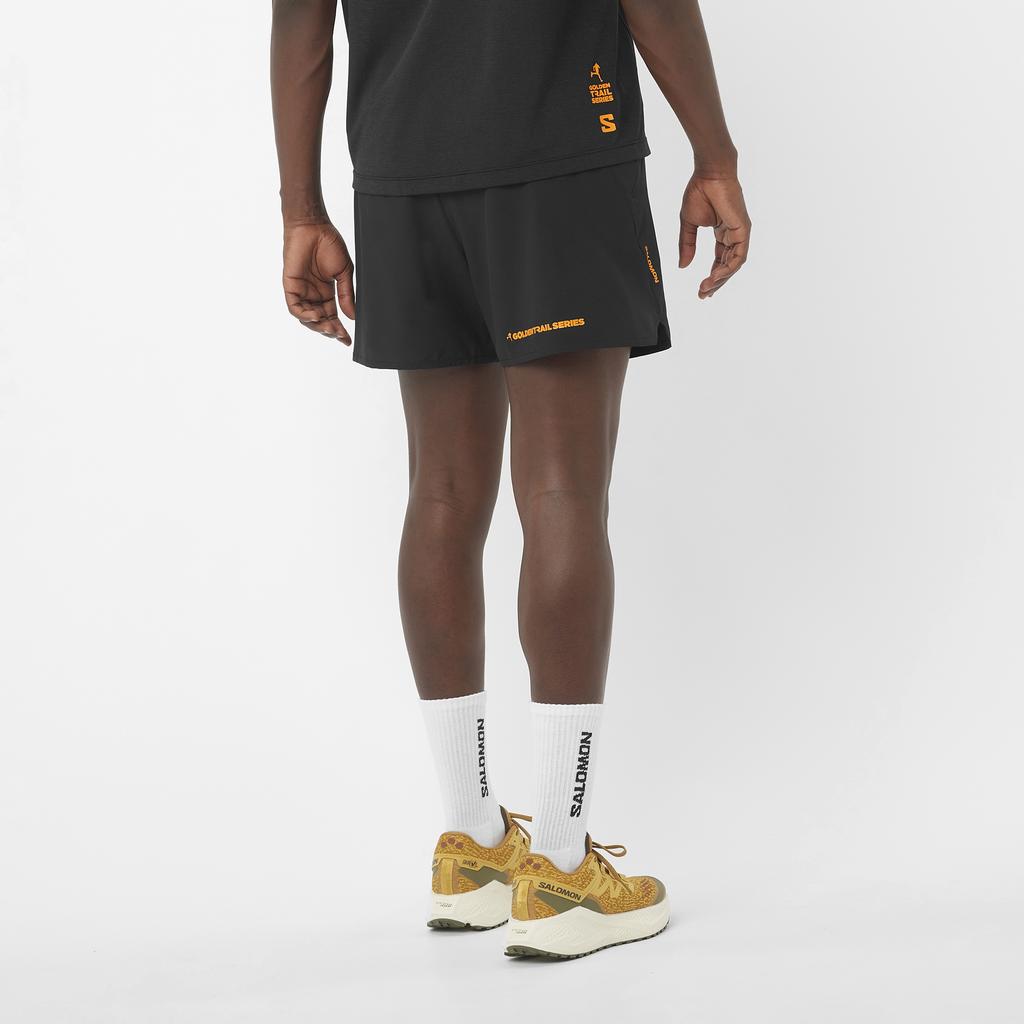 Salomon Shakeout Core Breathable Comfortable Versatile Lace-Up Sports Shorts Unisex shorts Black Gold C24845