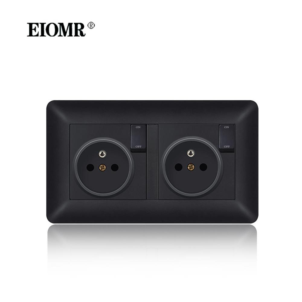 EIOMR France Standards Grounded Wall Socket 16A 250V with USB and Type-C Port Quality Curved Flame Retardant Panel Power Socket