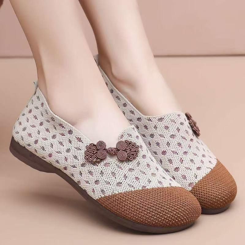 Dámské boty pro maminky Prodyšné látkové boty na jedno chodidlo Dámské boty Měkká podrážka Vyšívané sandály