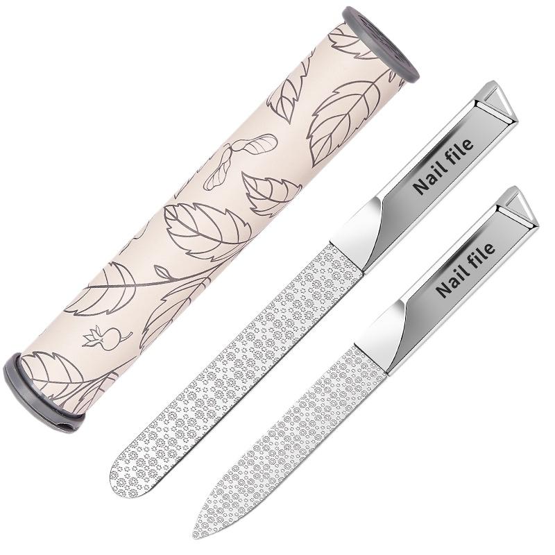 Professional Stainless Steel Nail File Double-Sided Thickened Sanding Tool with Fine Grit Ergonomic Handle for Manicure Pedicure