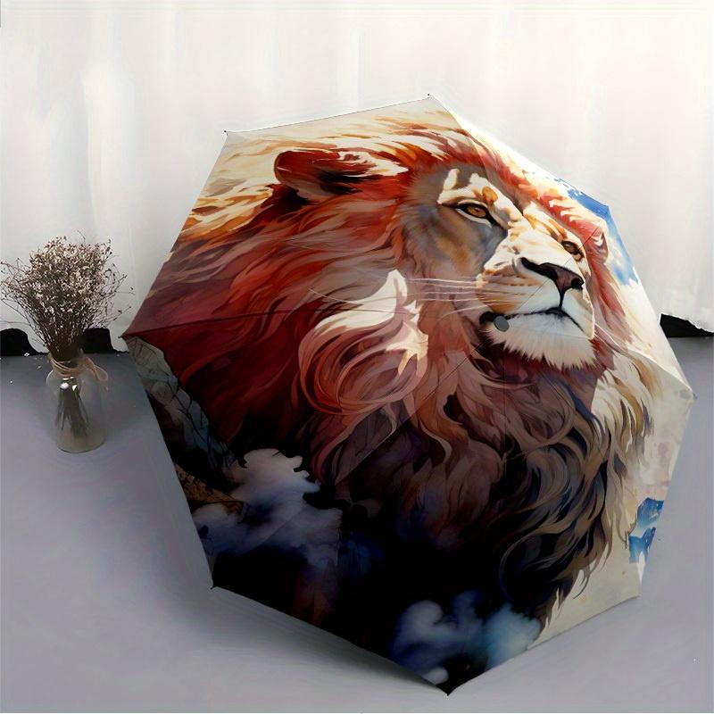 1pc Lion King Automatic Open/Close Umbrella Sturdy Iron Frame, Compact Travel Umbrella - Perfect Gift for Women, Men, Birthdays, Anniversari