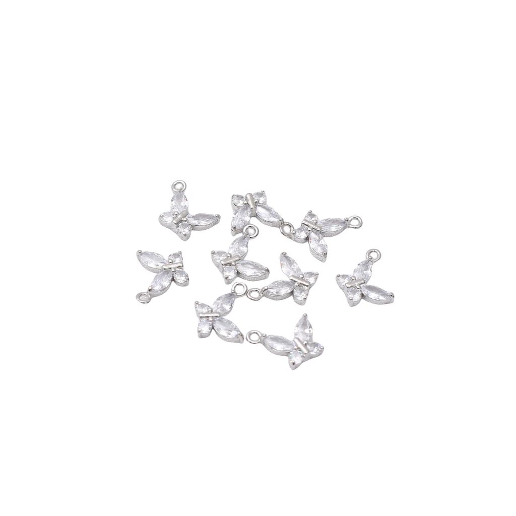 10pcs 14k Gold Micro-inlaid Zircon Accessories Small Butterfly Bracelet Hanging DIY Necklace Earrings Pendant Material Pendant