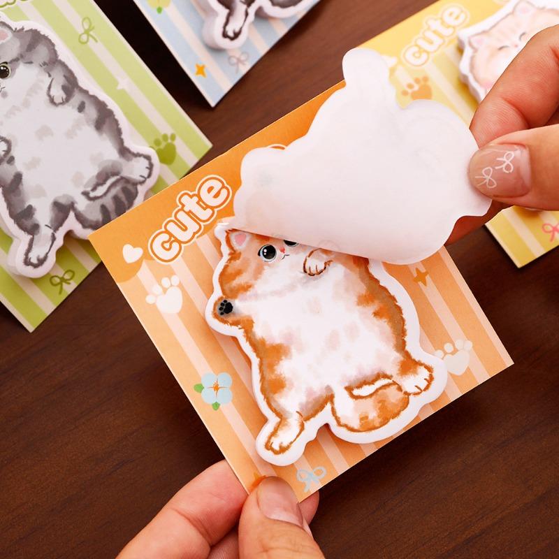 20 Pcs Cute Cartoon Cat Memo Note Specialty Sticky Notes Cute Message Memo Pad Student High-looking Stationery Office School Supplies