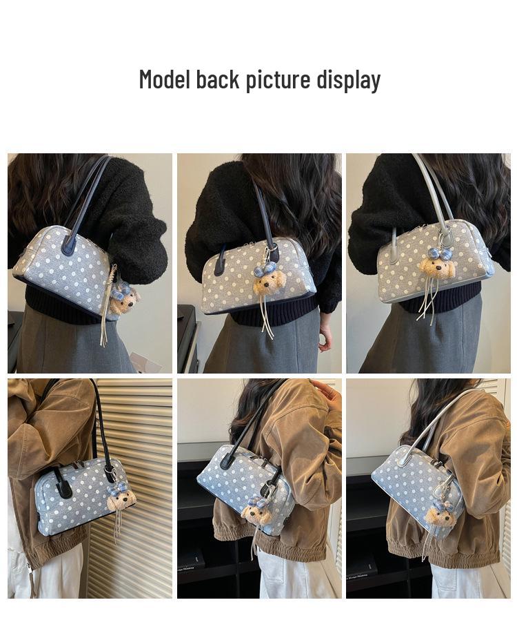 2026 Korean Polka Dot Bowling Handbag: Stylish Single Shoulder Underarm Bag