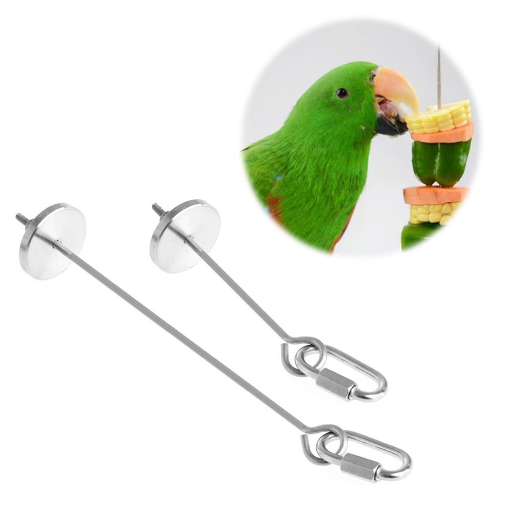 Foods Hanging Foraging Toy Stainless Steel Parrot Fruit Vegetable Stick Holder