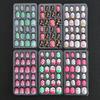 24pcs/box Candy Kids False Nail Cartoon Full Cover Press On Fake Nails Tips Kawaii Acrylic Artificial Fingernails for Girls