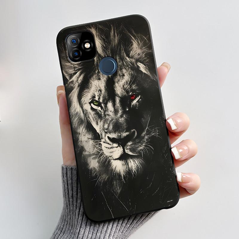 Bumper Soft Silicone Jelly Black Case For Itel P36 Play/Vision 1 Bright Aesthetic Sunset Starry Sky Painted Shockproof Cover