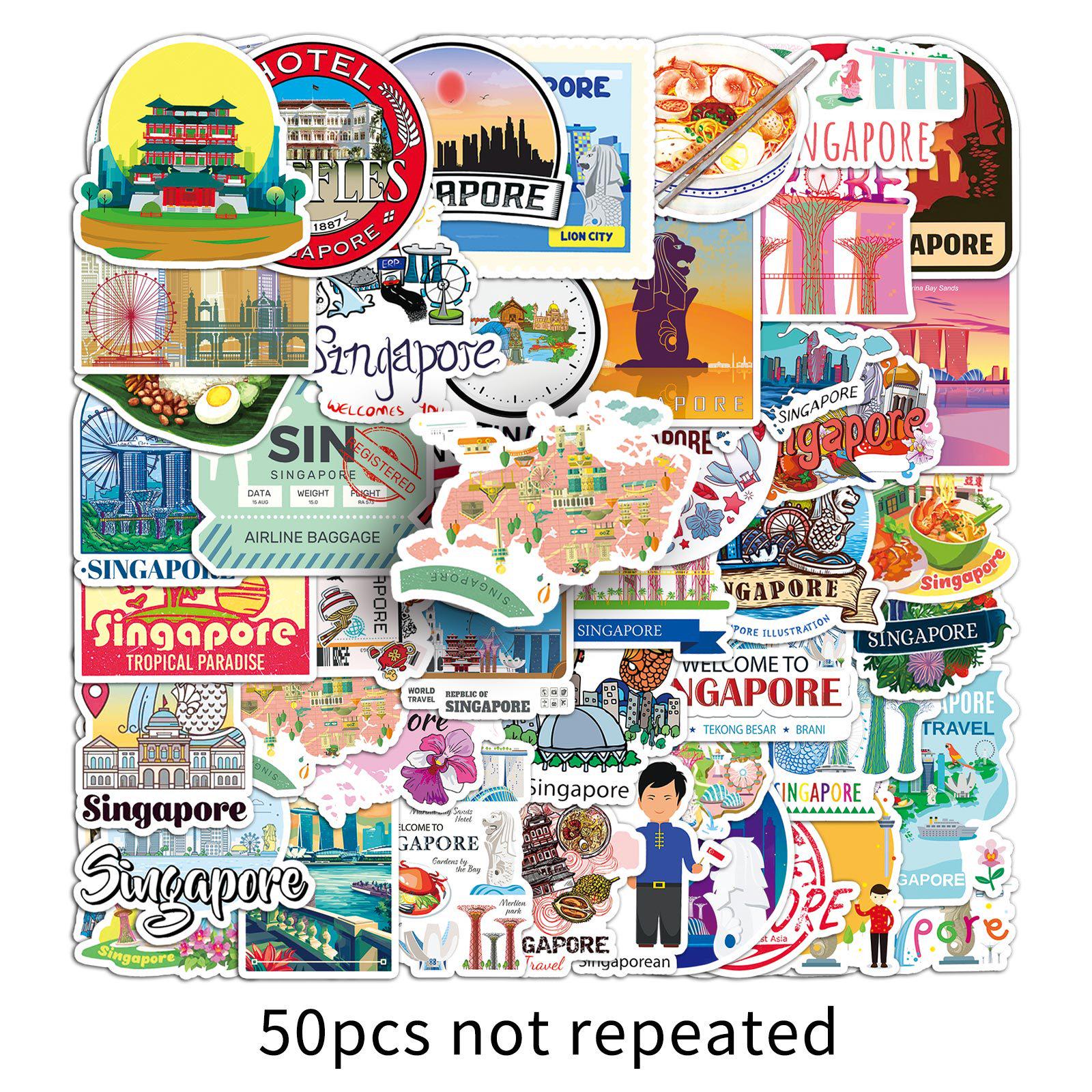 

50 Singapore Outdoor Sticker Decorations for Cups, Notebooks, and Stationery