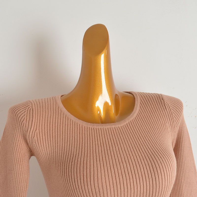French Sexy Cut Out Long Sleeves Knitting Dress Women's Spring & Fall New Arrival Pure Color Sexy Tight Waist Slimming Slit Dress