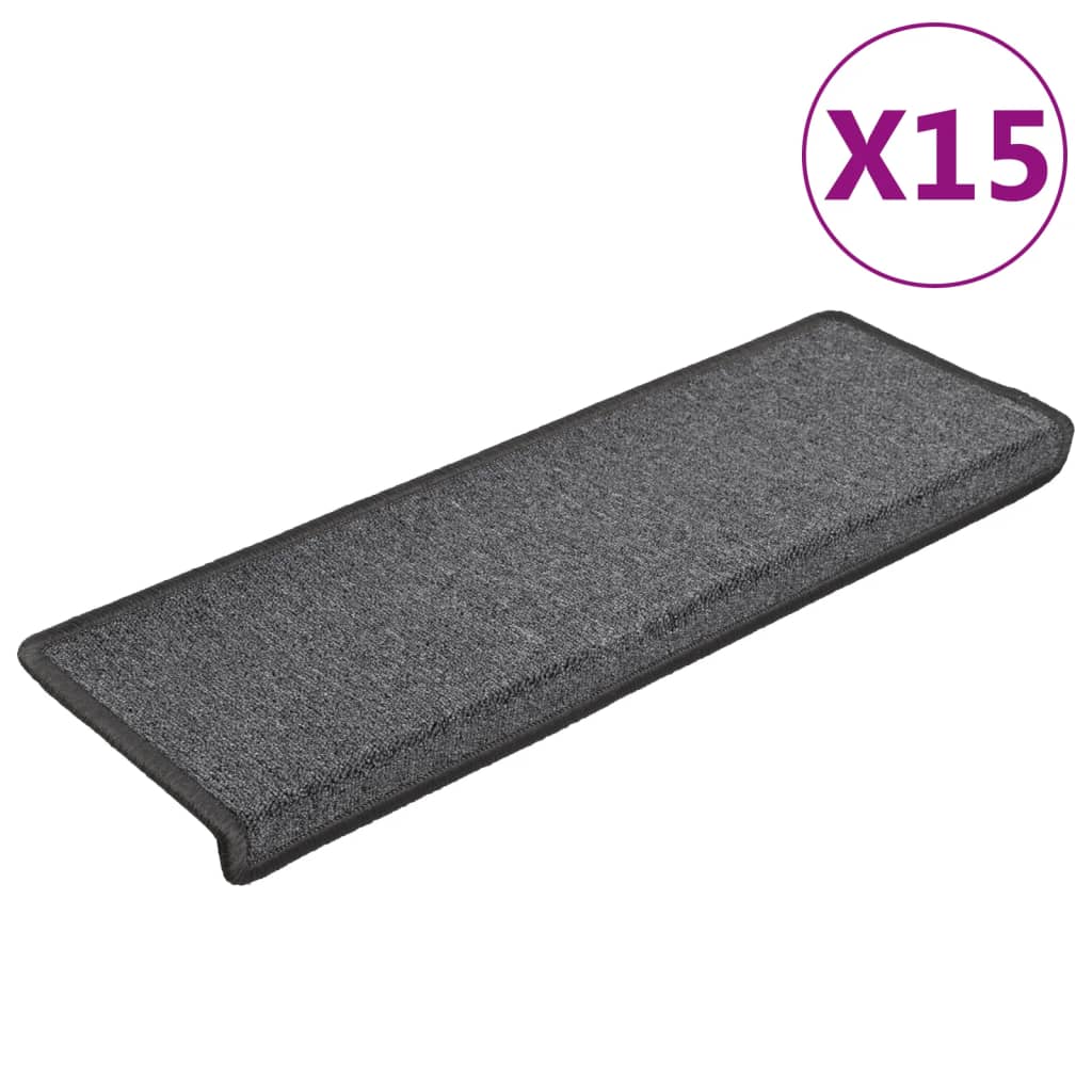 Vidaxl Maty Na Schody 15 Szt. 65X21X4 Cm Ciemnoszary Prostokątny Brzeg