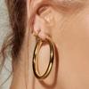 New Trendy Earring 18K Gold Plated Simple Smooth Big Hoop Earrings for Women Stainless Steel Earrings
