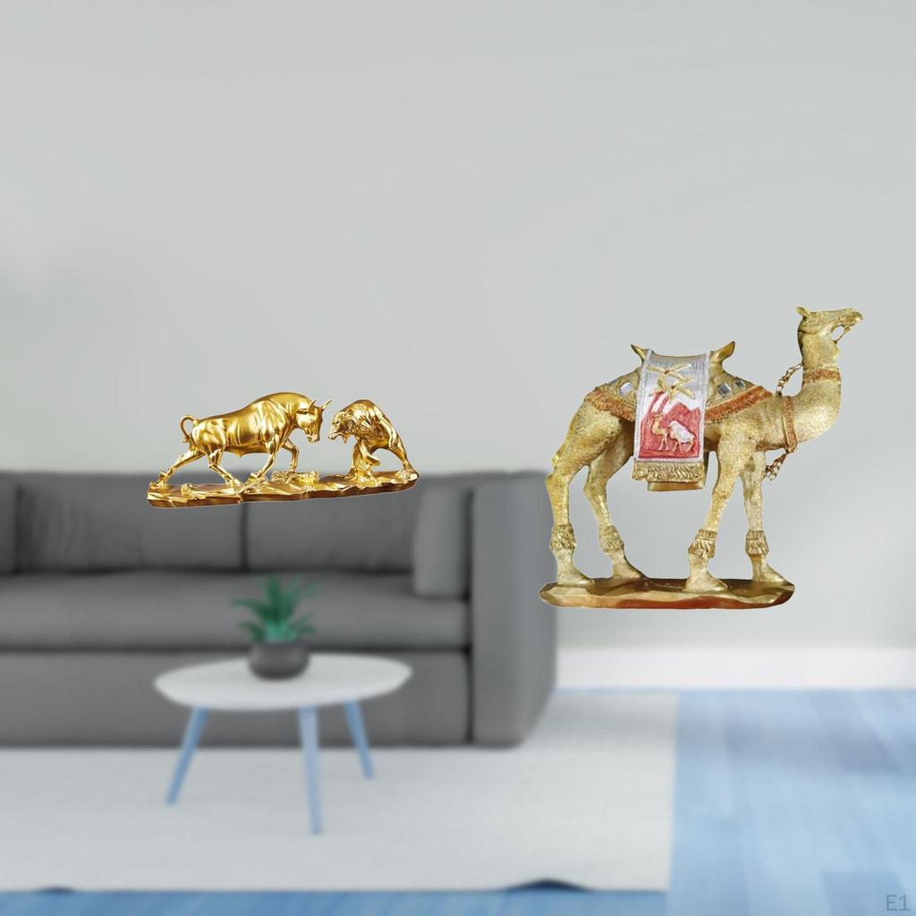 Modern Feng Shui Animal Sculpture Cow Cattle Camel Figurine Resin Statue for Desk Entrance Shelf