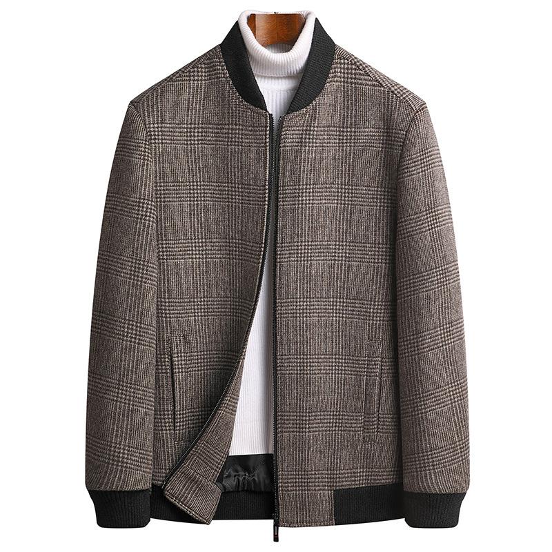 

Autumn and Winter Woolen Jacket Men s Cotton Thickened Baseball Collar Young and Middle-aged Wool Nizi Jacket Large Size Men s Clothing 5XL