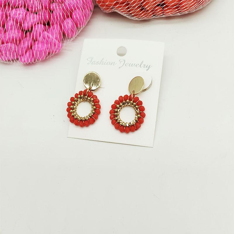 Round Shape Drop Earrings for Women Wrapped Decorative Earrings Handmade Faceted Beads Crystal Big Earrings Jewelry boho