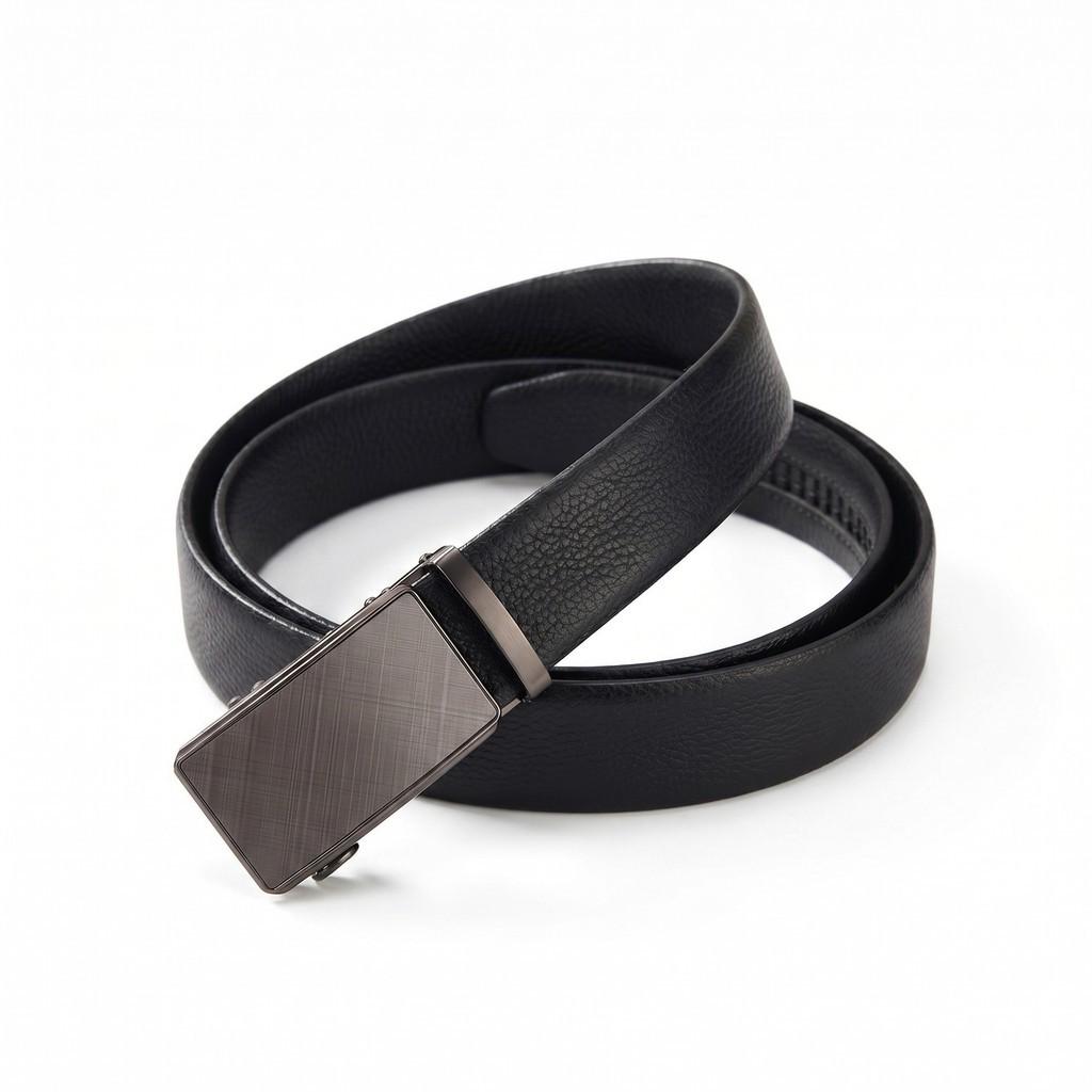 Men s Premium 3.5CM Top-Grain Leather Automatic Buckle Belt 110cm