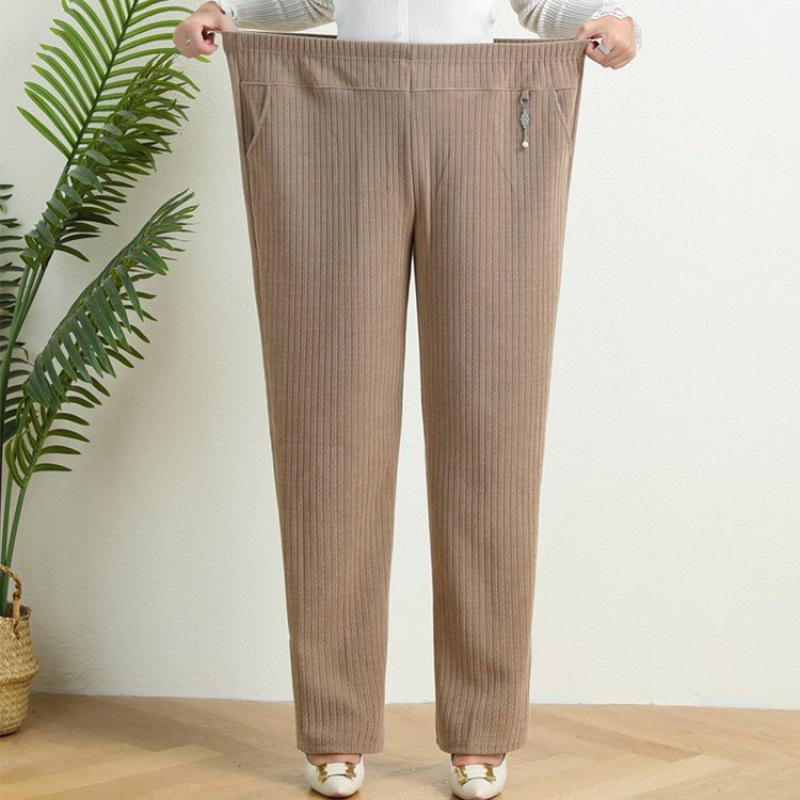 

Стильные брюки прямого кроя больших размеров для женщин среднего и пожилого возраста - Теплая, модная осенне-зимняя одежда 4XL хаки