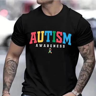 Autismus-Bewusstseins-Shirts für Männer Retro Autismus-Bewusstseinsmonat T-Shirts Herren T-Shirts Harajuku Grafik T-Shirt Kleidung Herren Top