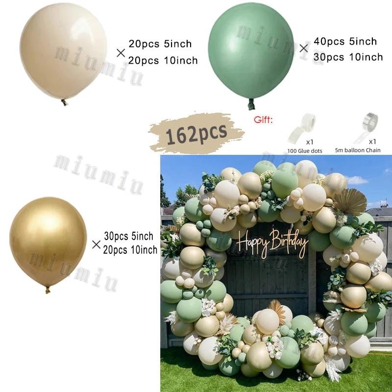 Sage Green Brown Wildlife Themed Balloon Garland Arch Kit Deer Print for Jungle Safari Kid Birthday Baby Shower Party Decoration