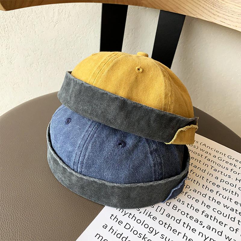 Brimless Vintage Holes Hat Landlord Style Street Urban Hop Hip Her Him For Women Men Cap Melon Dome Color Contrast Blocking Ricygvm Hats Unisex