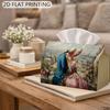2D Flat, 1pc Romantic Paris Art Tissue Box Multifunctional Napkin Dispenser, Perfect for Home, Parties, Car Decor Vintage Couple Eiffel Tower - Fashio