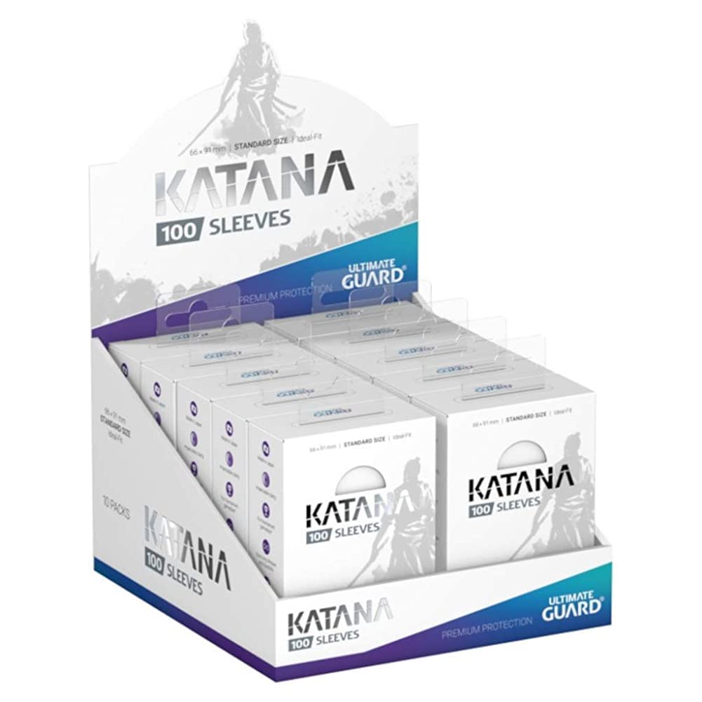 Ultimate Guard Katana Standard 100 Защитных карманов для карт x 10 Дисплейная коробка В комплекте Карманчики, Размер, Белый, Пачки,