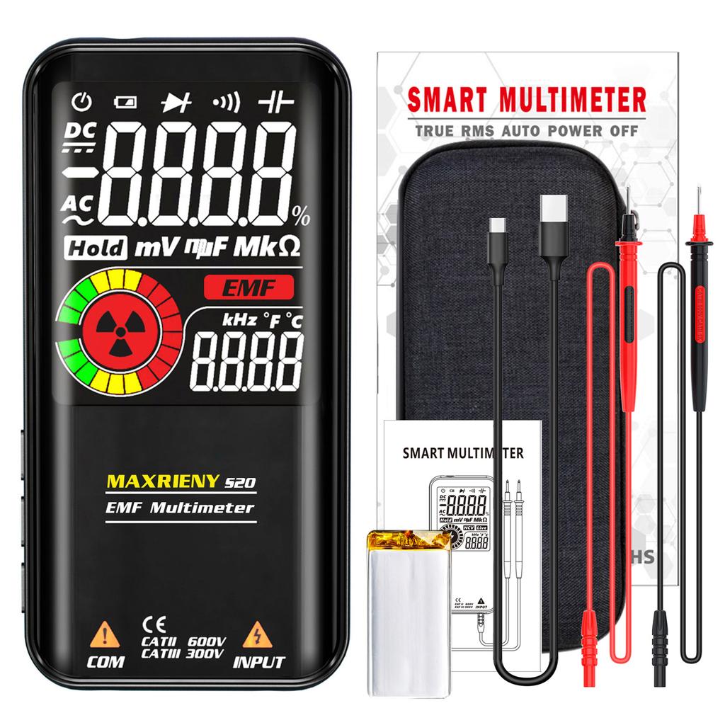 Smart Digital Multimeter USB Rechargeable True RMS EBTN DC AC Voltage Capacitance Ohm Diode NCV Hz Live WireTester 6