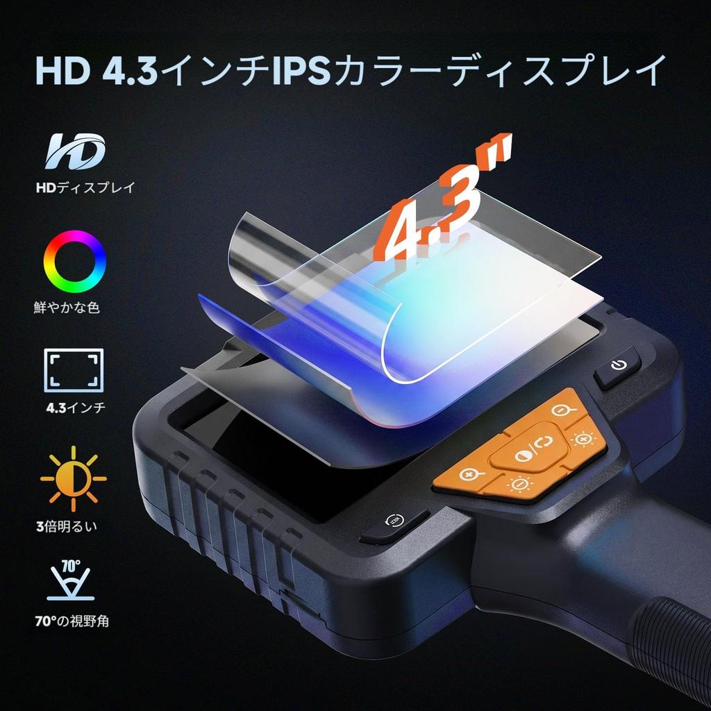 Endoscope Camera IP67 Waterproof Fiberscope Inspection IPS 1080P Drain Pipe Inspection Adjustable Snake Camera for Piping and Automotive Engines