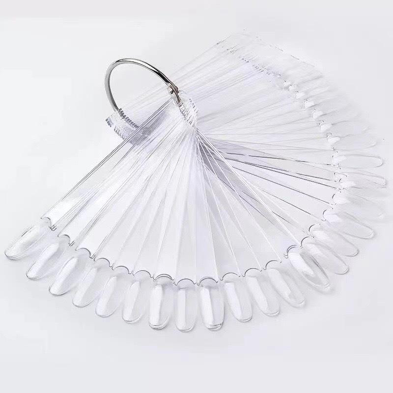 50 Farben Nailart Display Fächer - Japanischer Rundkopf Transparent Gel Nagellack Farbmuster Tipps