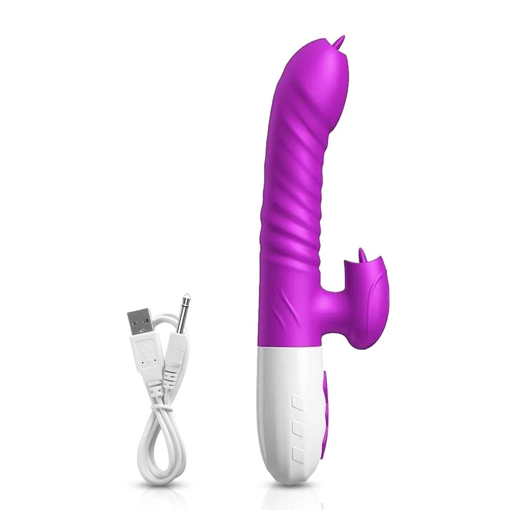 Rabbit Thrusting Vibrator for Women Heating G-Spot Vagina Vibrator Clit Stimulator Female Masturbator Adult Sex Toy for Women