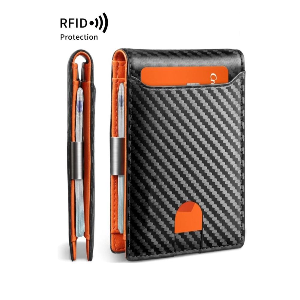 Rfid Blocking Carbon Fiber Men Wallets Short Leather ID Credit Card Holder Case Purse for Men Fols Large Capacity Wallet