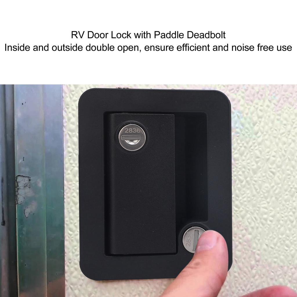Trailer Entry Door Lock RV Door Lock with Paddle Deadbolt Door Handle  Enclosed Entry Door Lock  Black for Trailer