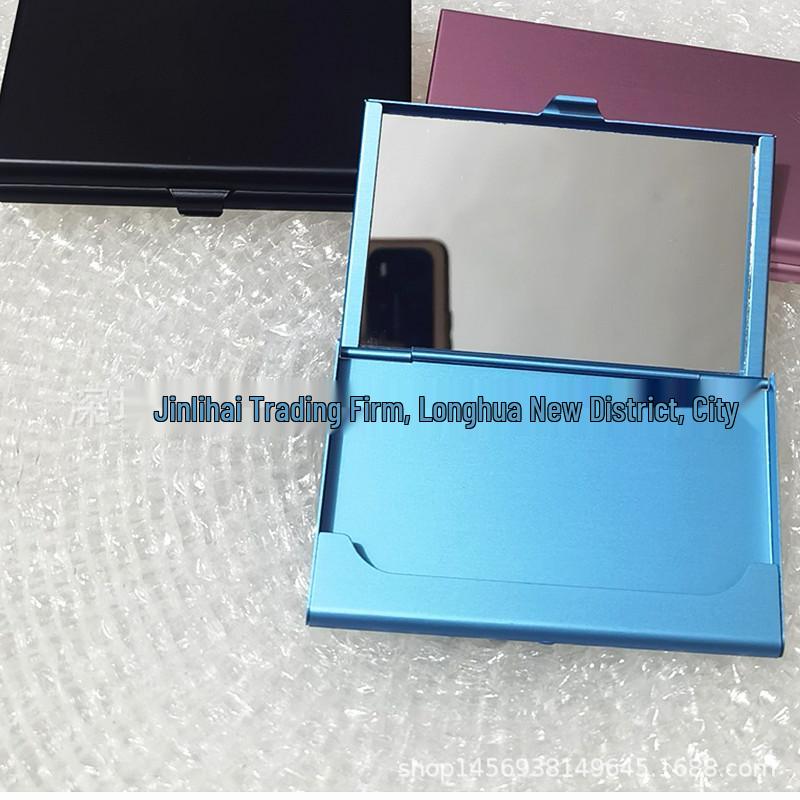 Gold Aluminum Recessed Men s Business Card Holder with Built-in Mirror