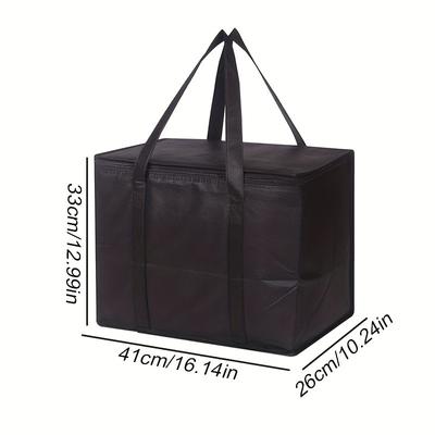 1pc Large Insulated Picnic Bag, 7.8 Gallon Aluminum Foil Grocery Tote, Reusable Warm Zipper Foldable Handbag, Universal Polyester