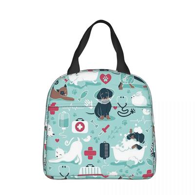 Healthy Friends Insulated Lunch Bags Thermal Bag Lunch Container Schnauzer Dog Cat Lover Leakproof Tote Lunch Box Food Handbags