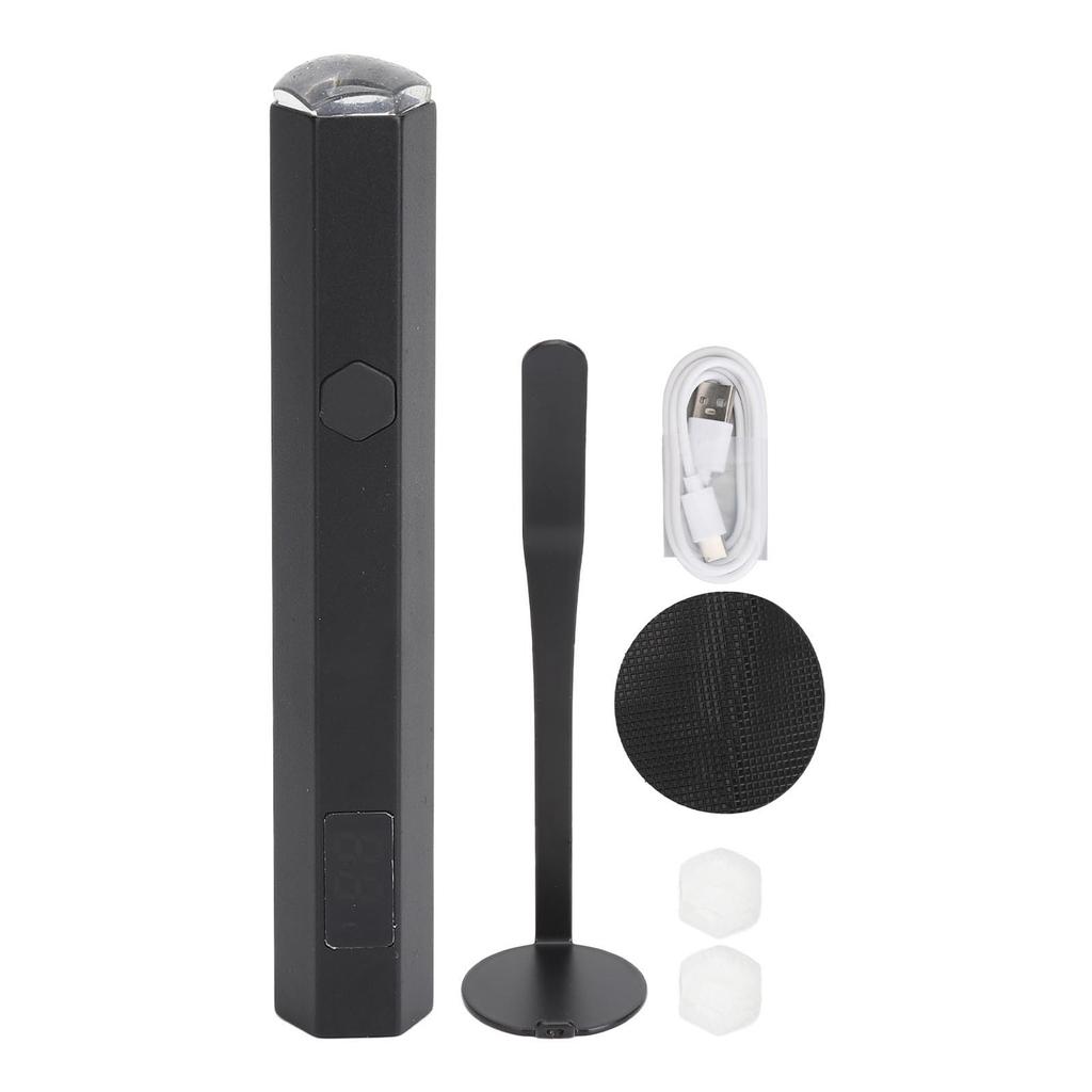 Mini LED Nail Lamp 2 Gears Portable Clear Silicone Tip Adjustable Magnetic Digital Nail Light Black
