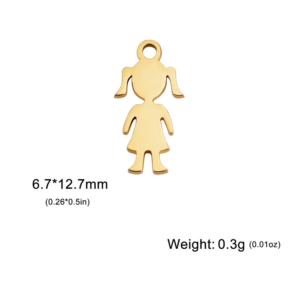 5pcs/lot Boys Charms for Jewelry Making Stainless Steel Gold DIY Necklace Bracelet Pendants Accessories