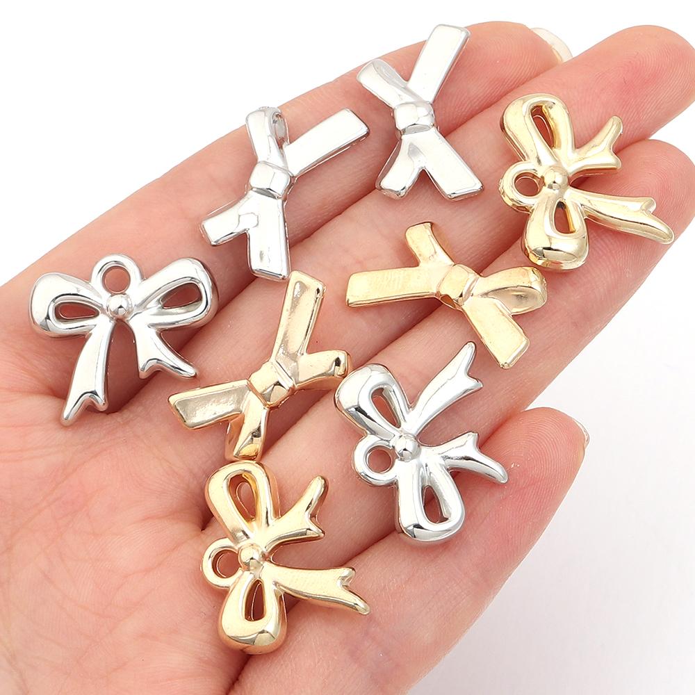 30pcs CCB Bow Beads Plastic Bowknot Charms Pendants For Jewelry Making DIY Crafts Neklace Earrings Keychain Accessories Findings