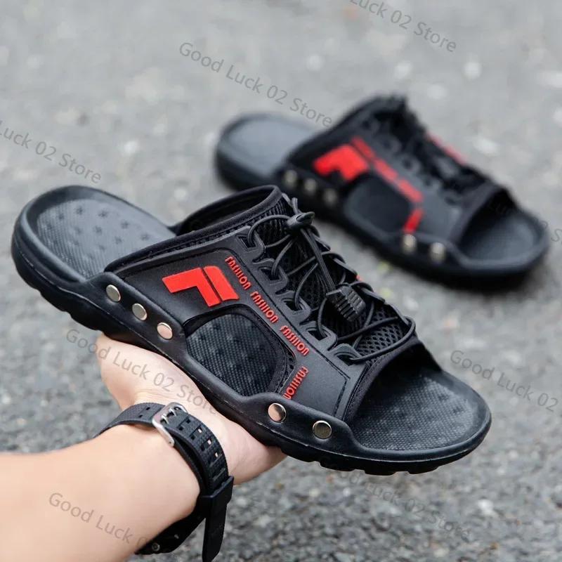 Fashion New men's sandals summer slippers leather face lazy shoes trend breathable beach shoes  M942