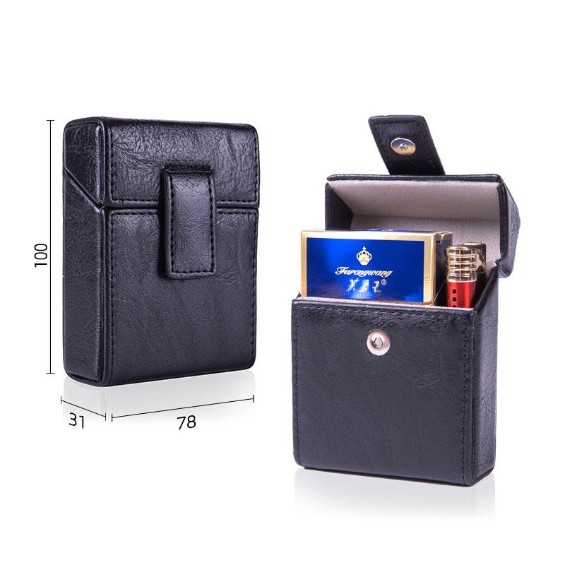 Pocket PU Leather Cigarette case Lighter Bag Flip Cover For 8mm Cigarette Box Simple Personalized Men Smoke Tools Accessories